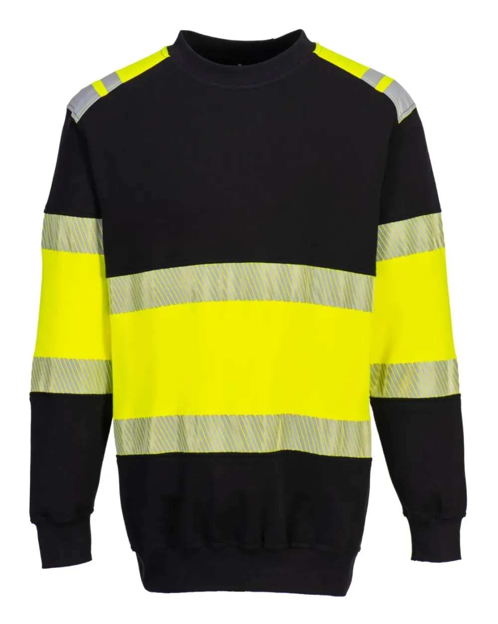 Portwest FR716 PW3 FR Modaflame HiVis klasse 1 Sweatshirt Geel/zwart voorkant