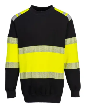 Portwest FR716 PW3 FR Modaflame HiVis klasse 1 Sweatshirt Geel/zwart voorkant