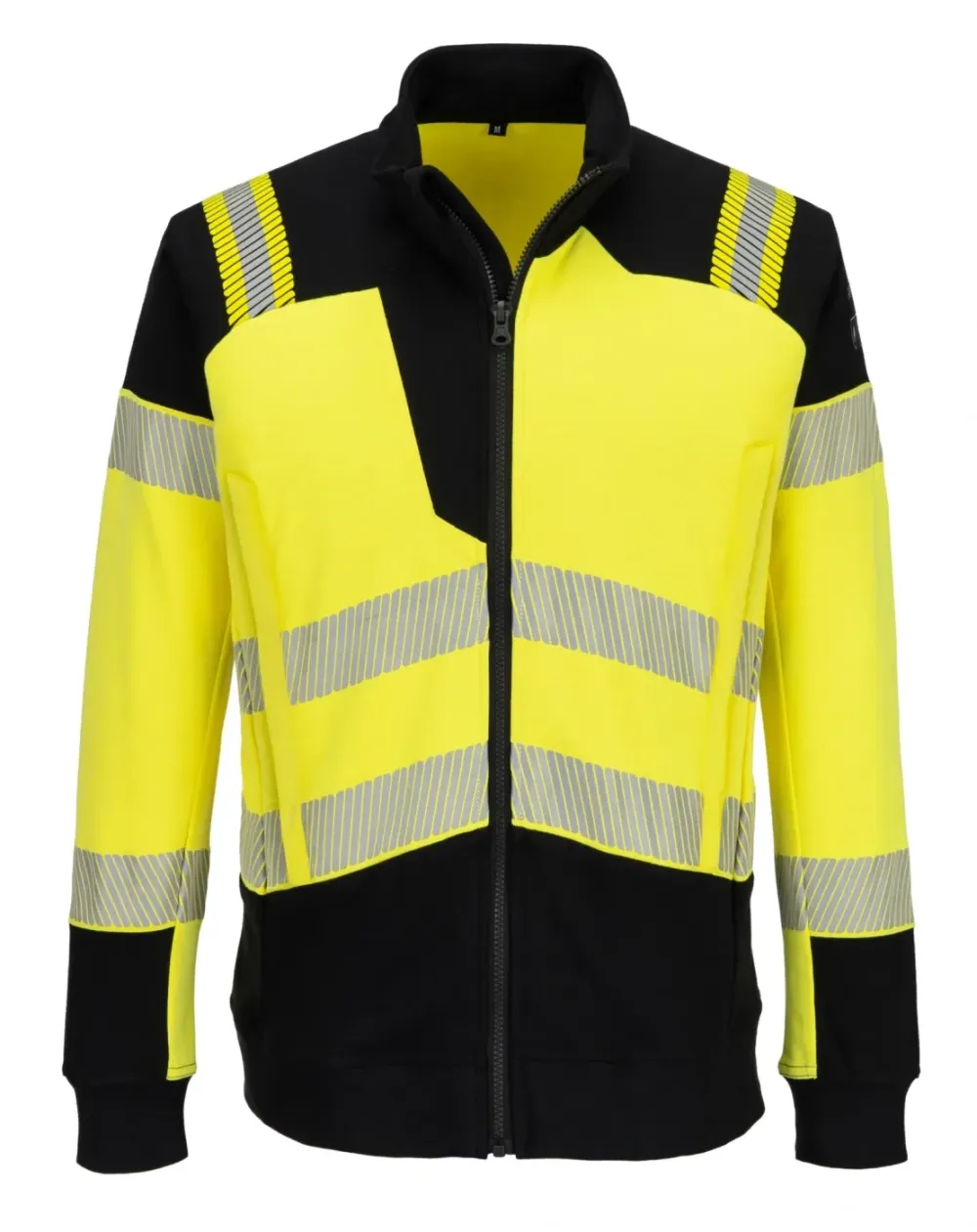 Portwest FR717 PW3 Modaflame gebreid Hi-Vis FR sweatshirt met rits Geel/zwart voorkant