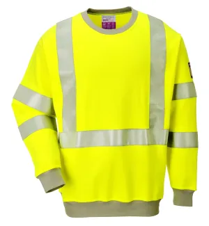 Portwest FR72 FR Modaflame Anti-statisch Hi-Vis Sweatshirt Geel voorkant