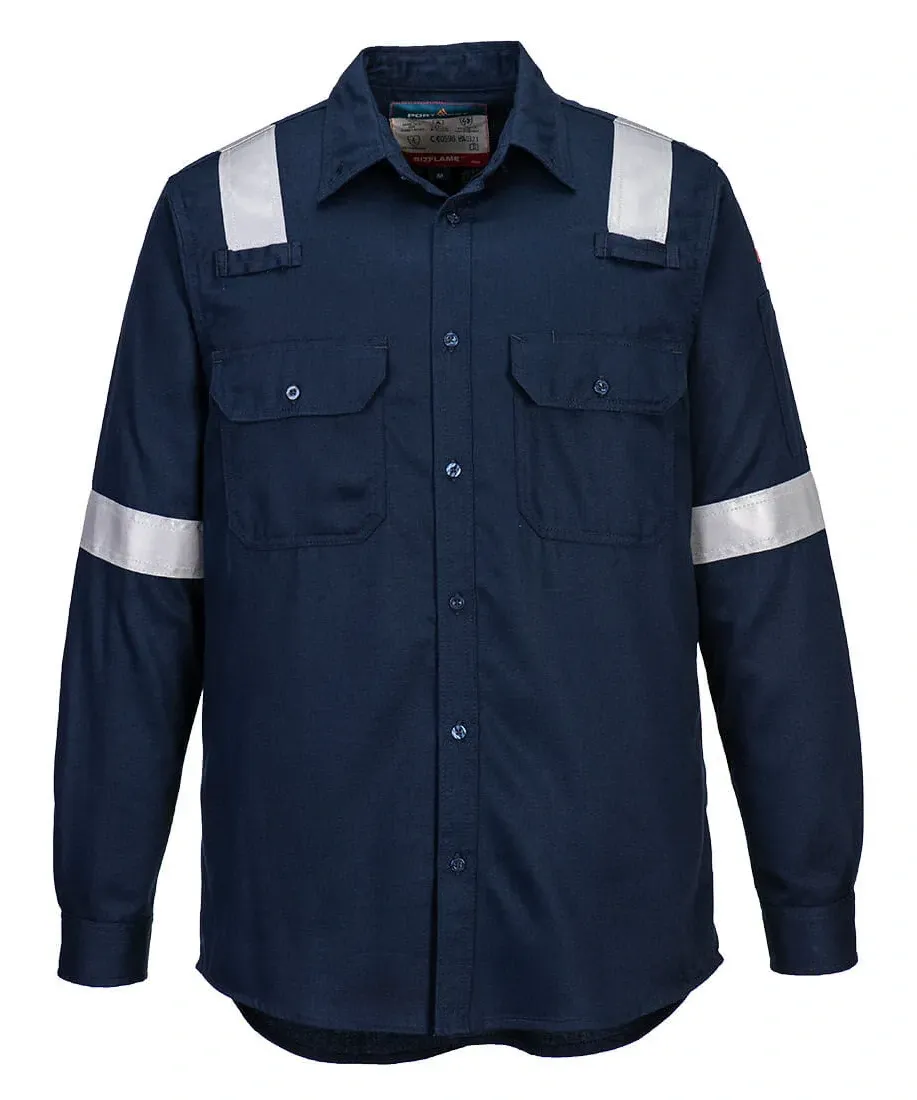 Portwest FR720 FR lichtgewicht Antistatisch Shirt Marine voorkant