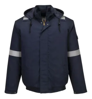 Portwest FR731 Bizflame Work+ FR geïsoleerd bomberjack Donker marine voorkant