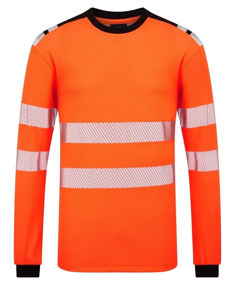 Portwest FR736 PW3 Modaflame gebreid FR T-shirt met lange mouwen Oranje/zwart voorkant