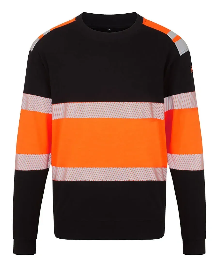 Portwest FR737 PW3 Modaflame Hi-Vis Klasse 1 FR Sweatshirt Oranje/zwart voorkant