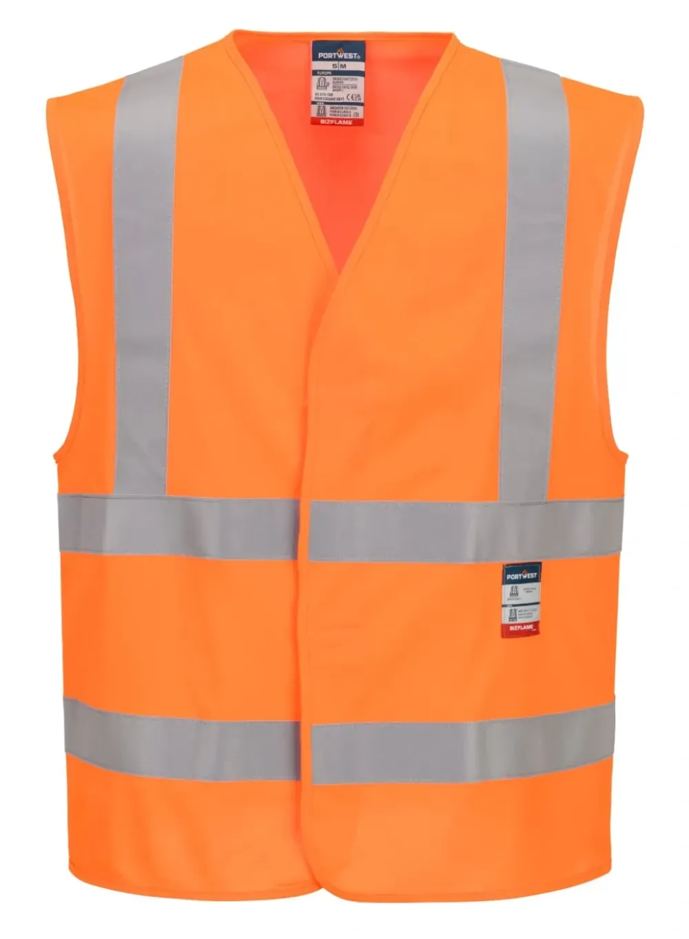 Portwest FR75 Hi-Vis Vest - Vlamvertragend Oranje voorkant