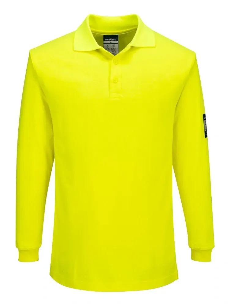 Portwest FR805 Modaflame Vlamvertragend Poloshirt met lange mouw Geel voorkant