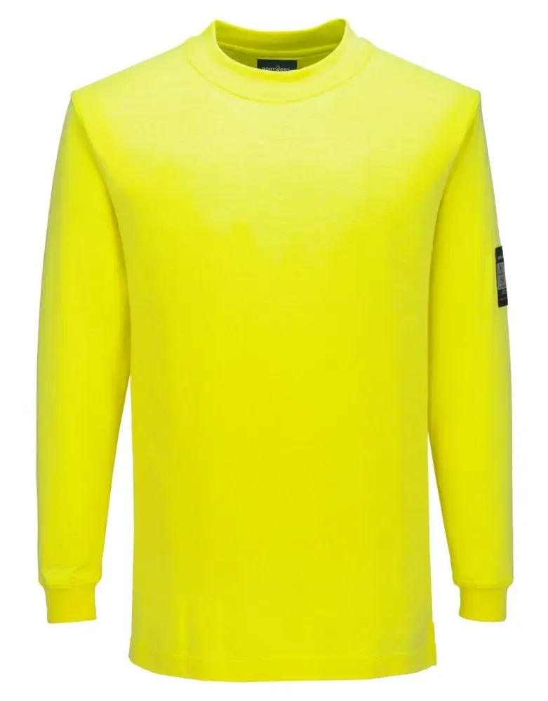Portwest FR806 Modaflame gebreid FR T-shirt met lange mouwen Geel voorkant