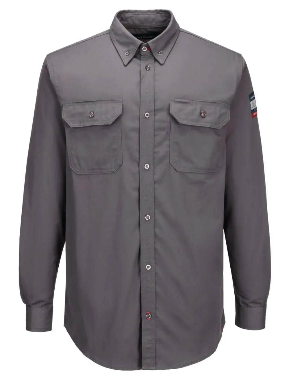 Portwest FR89 Bizflame 88/12 FR shirt Grijs voorkant
