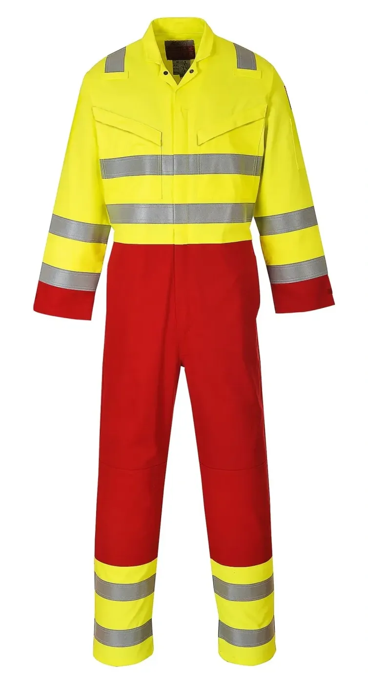 Portwest FR90 Bizflame Work Hi-Vis Overall Geel voorkant