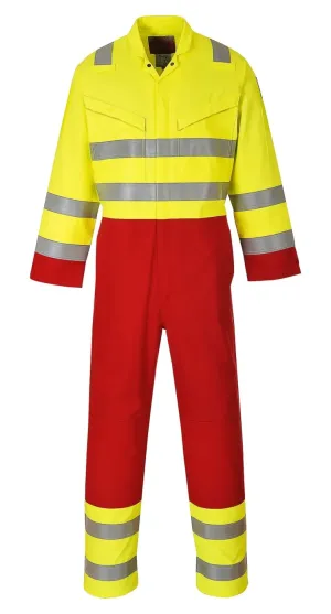 Portwest FR90 Bizflame Work Hi-Vis Overall Geel voorkant