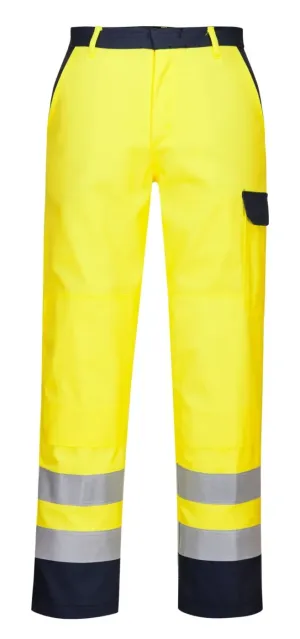 Portwest FR92 Bizflame Work Hi-Vis Broek Geel voorkant