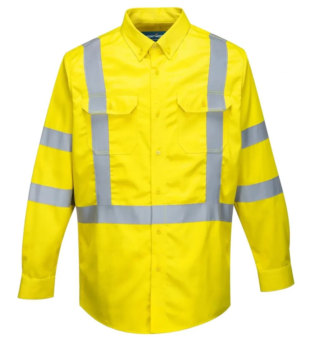Portwest FR95 Bizflame 88/12 FR Hi-Vis-shirt Geel voorkant