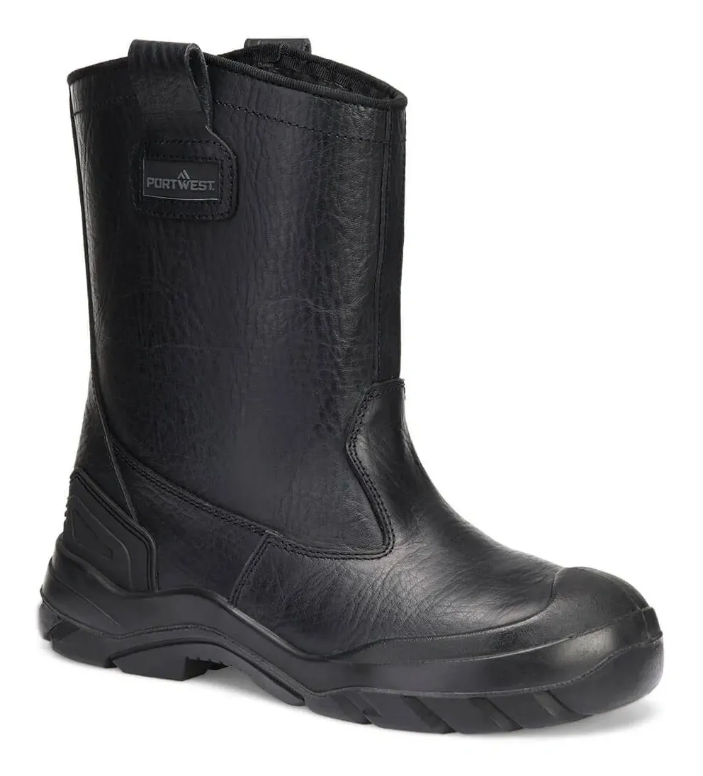 Portwest FT23 Staal Leer Winter Rigger S3 CI HI FO SC SR Zwart voorkant