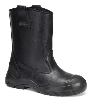 Portwest FT23 Staal Leer Winter Rigger S3 CI HI FO SC SR Zwart voorkant