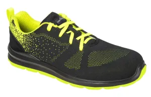 Portwest FT25 Steel Textiel trainer S1P FO SR Zwart/groen voorkant