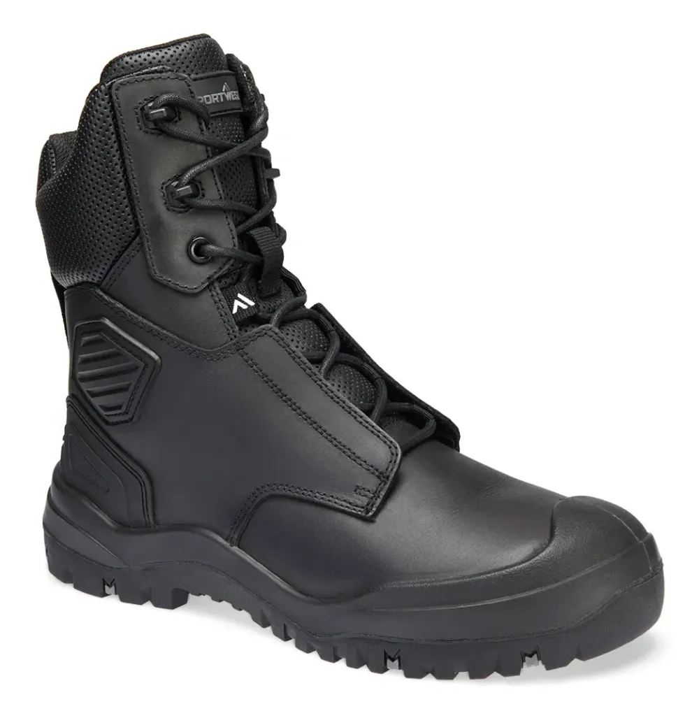 Portwest FT31 Stalen leren schoen S3 SC HRO HI CI LG SR Zwart voorkant
