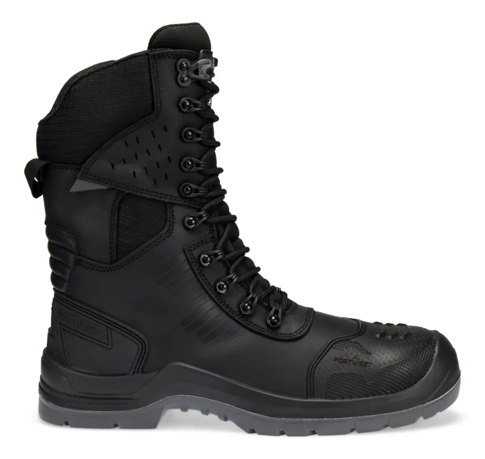 Portwest FV03 Samengesteld leder Hoge schoen S7L HRO M CI LG SC AN SR FO Zwart voorkant