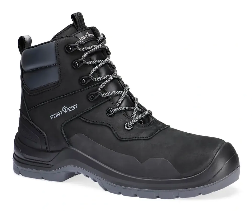 Portwest FV06 Composiet nubuck enkellaars S7L LG FO SR SC Zwart voorkant