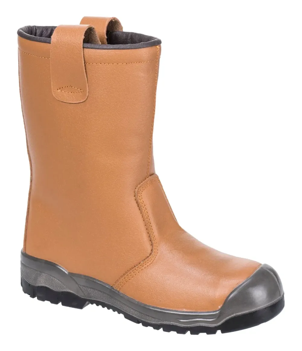 Portwest FW13 Staal Action lederen rijlaars S1P SR Bruin voorkant