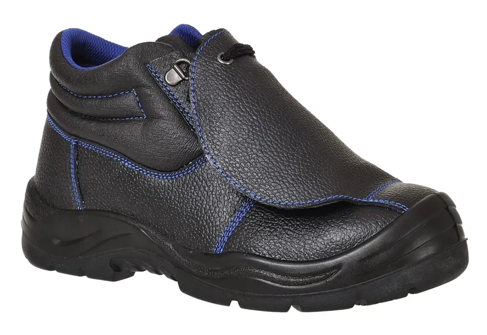 Portwest FW22 Stalen lederen metatarsal schoen S3 SR FO M HRO Zwart voorkant