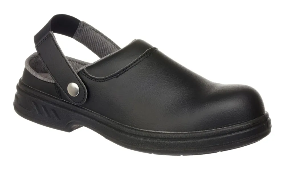 Portwest FW82 Steelite Veiligheids Klompschoen SB FO SR WPA E A Zwart voorkant