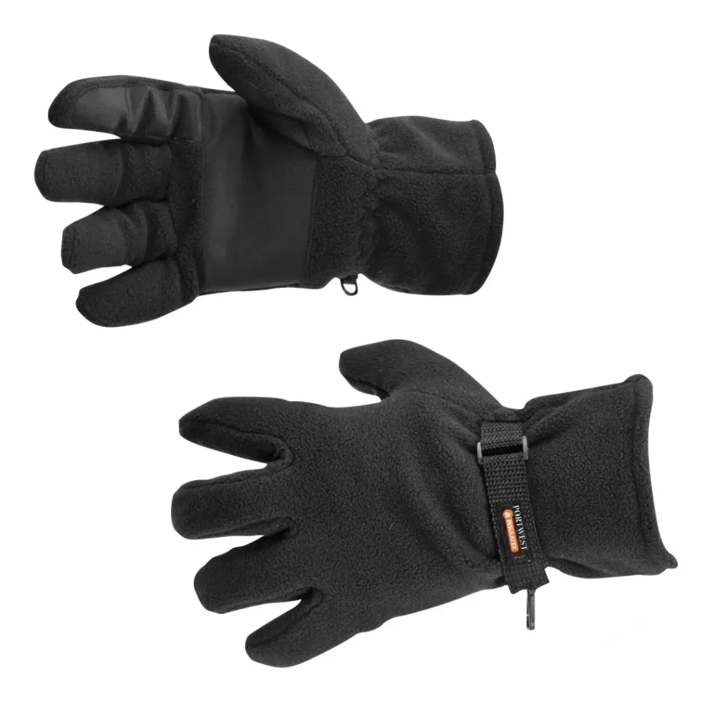 Portwest GL12 Fleece Handschoen Gevoerd Met Insulatex Zwart voorkant