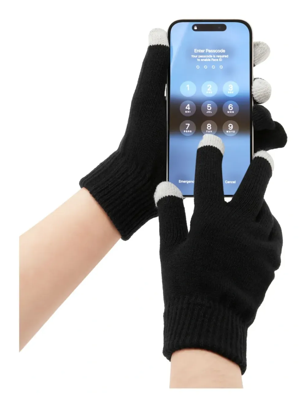 Portwest GL16 Touchscreen Gebreide Handschoen Zwart voorkant