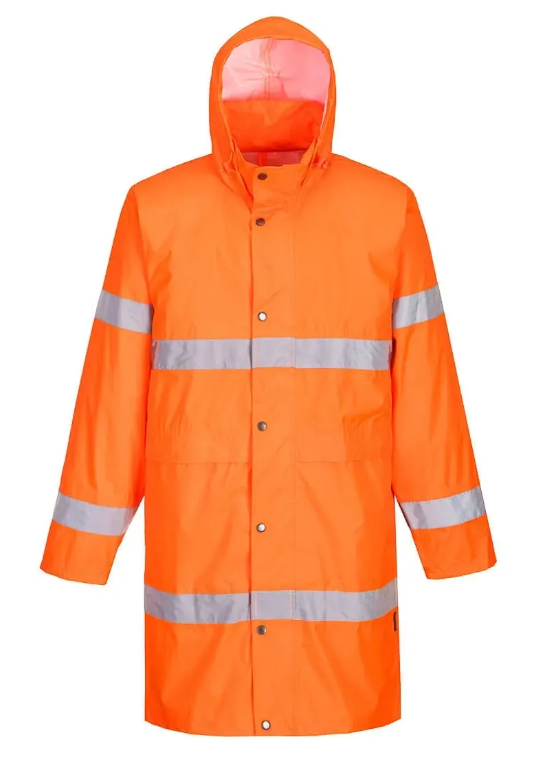 Portwest H442 Hi-Vis Regenjas 100cm Oranje voorkant