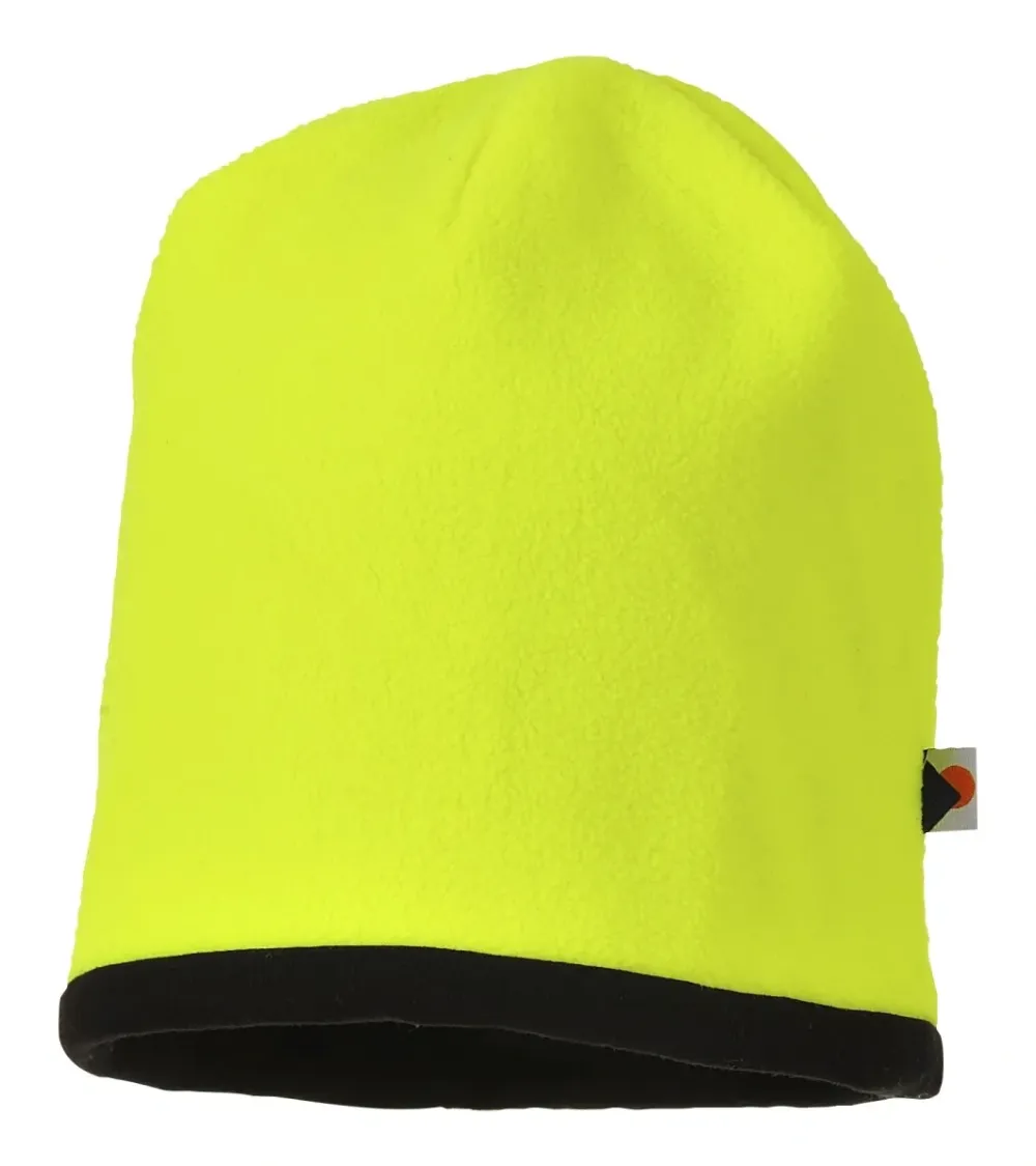 Portwest HA14 Hi-Vis Beanie pet tweezijdig Geel/zwart voorkant