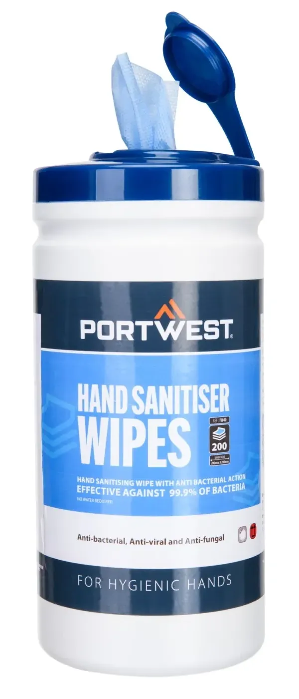 Portwest IW40 Hand reinigingsdoekjes (200 Doekjes) Blauw voorkant