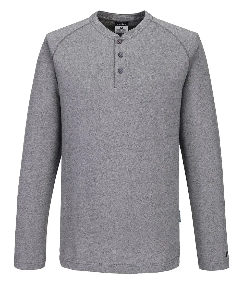 Portwest KA370 KA3 Henly T-shirt lange mouw Grijs voorkant