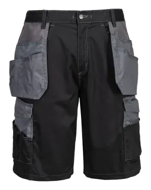 Portwest KS18 Granite Holster Korte Broek Zwart/grijs voorkant