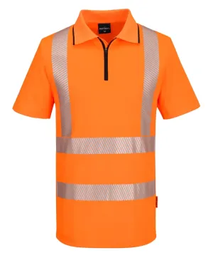 Portwest KX302 KX3 Hi-Vis polo korte mouw met rits Oranje voorkant
