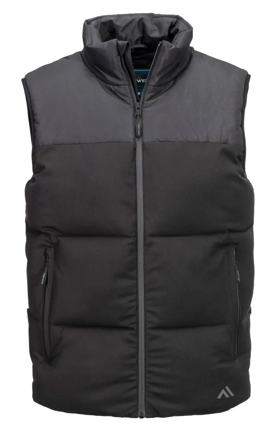 Portwest KX305 KX3 geïsoleerde gestepte bodywarmer Zwart voorkant