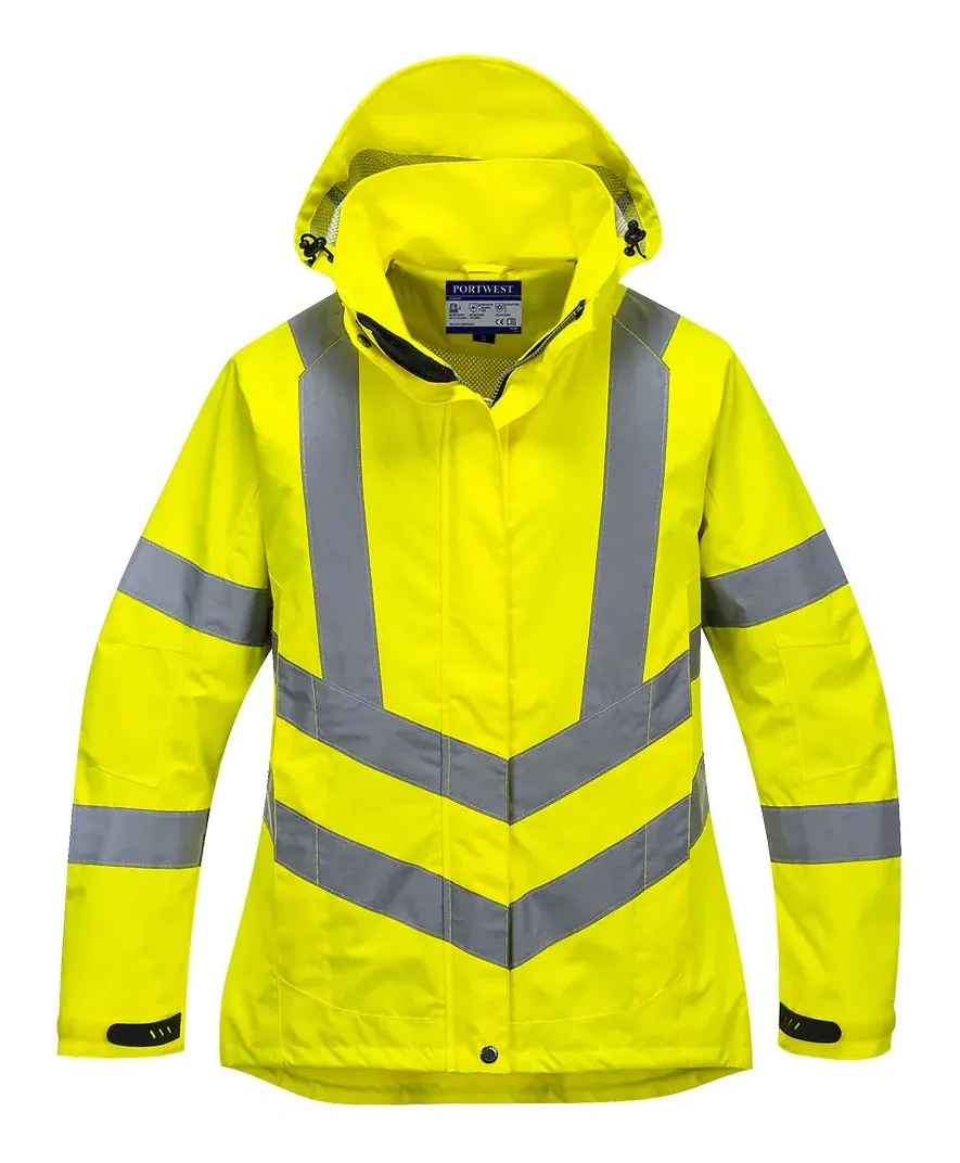 Portwest LW70 Dames Hi-Vis ademend Jack Geel voorkant