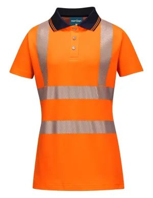 Portwest LW72 Dames Pro Poloshirt Oranje/zwart voorkant