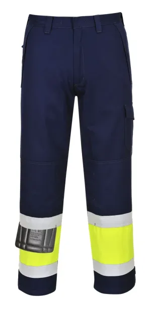 Portwest MV26 Hi-Vis Modaflame Broek Geel/marine voorkant