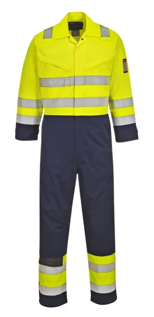 Portwest MV28 Hi-Vis Modaflame Overall Geel/marine voorkant