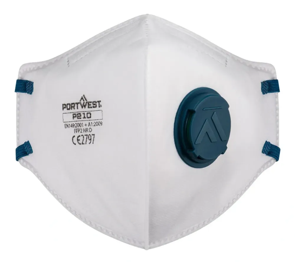 Portwest P210 FFP2 Platgevouwen Dolomite Masker (PK3) Wit voorkant