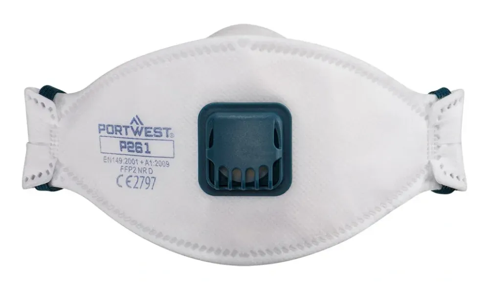 Portwest P261 Trifold FFP2 Dolomite Gevouwen Masker (Pk 10) Wit voorkant