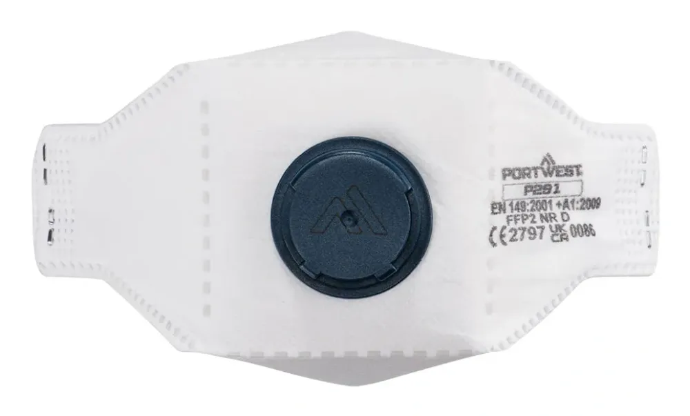 Portwest P291 EAGLE FFP2 gevouwen Dolomite masker met filter (PK10) Wit voorkant