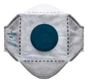 Portwest P292 EAGLE FFP2 Koolstof gevouwen plat masker (Pk10) Wit voorkant