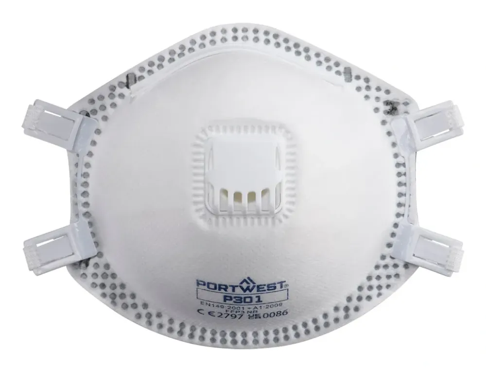 Portwest P301 FFP3 Masker met Ventiel (Pk10) Wit voorkant