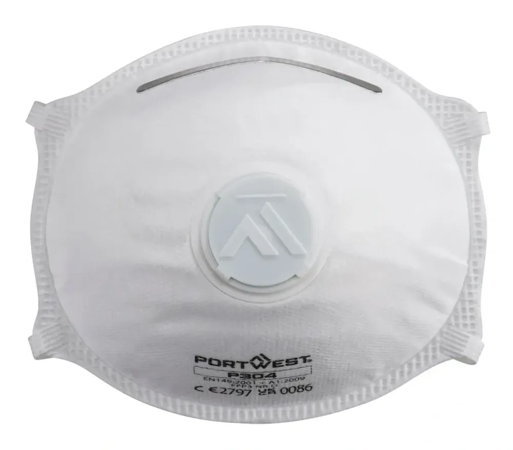 Portwest P304 FFP3 Lichtgewicht Dolomite Masker met ventiel Wit voorkant