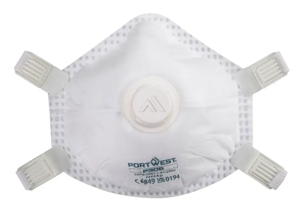 Portwest P306 FFP3 Ultimate herbruikbaar masker met ventiel (Pk5) Wit voorkant
