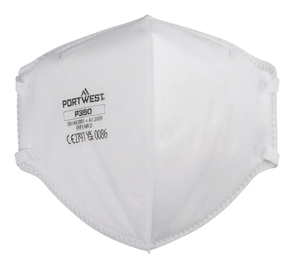 Portwest P350 FFP2 Dolomiet Fold Flat filtrerend ademlucht masker Wit voorkant