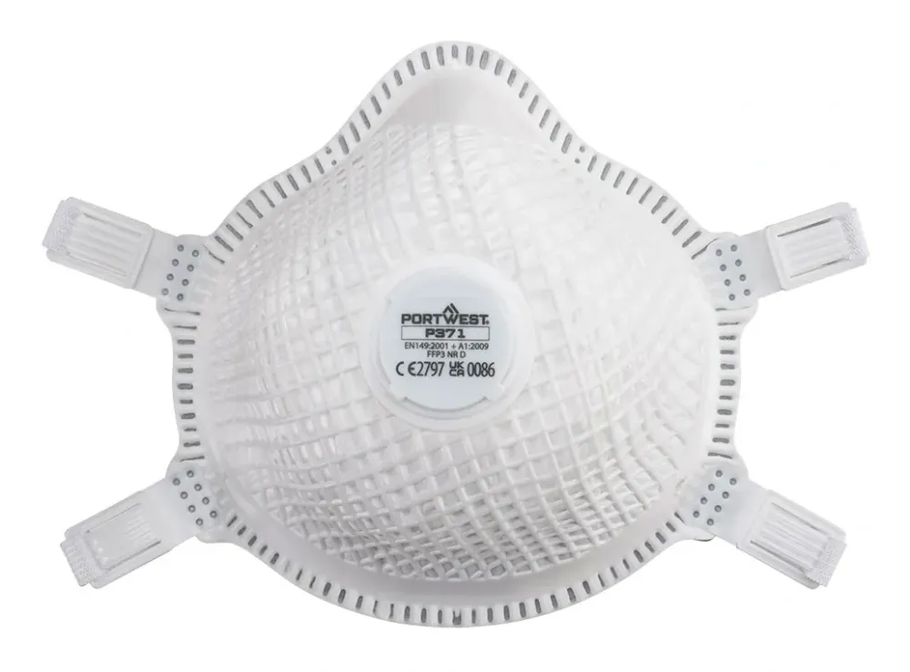Portwest P371 ERGONET FFP3 Dolomite Masker met Ventiel Wit voorkant