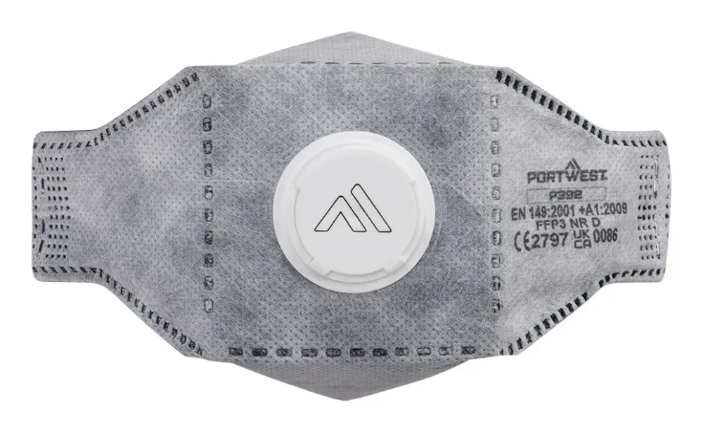 Portwest P392 EAGLE FFP3 Koolstof gevouwen plat masker (Pk10) Wit voorkant