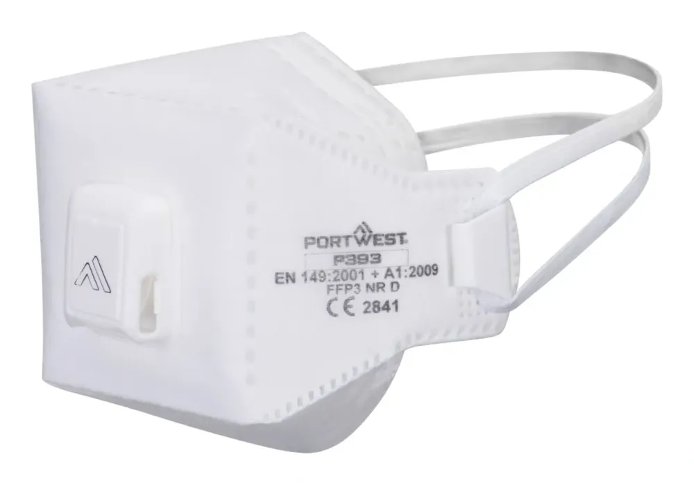 Portwest P393 EAGLE PRO FFP3 Dolomite Gevouwen Masker (pk 10) Wit voorkant