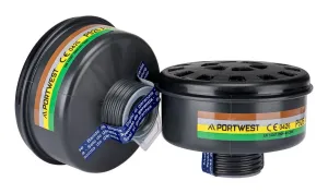 Portwest P926 ABEK2 Gas Filter met Universele Schroefdraadsluiting (Pk4) Zwart voorkant